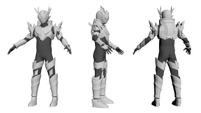 Kamen Rider Build Hazard Armor Set Low-poly 3D model