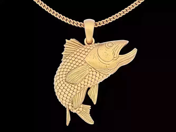 Fish pendant sterling gold printable jewelry 3D model