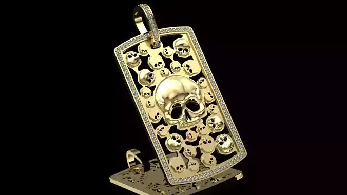 Pendant skull plate and diamonds