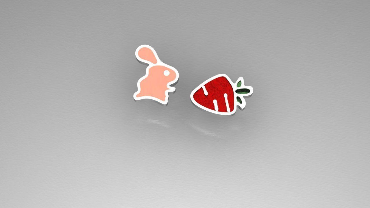earring rabbit 3D print model_4
