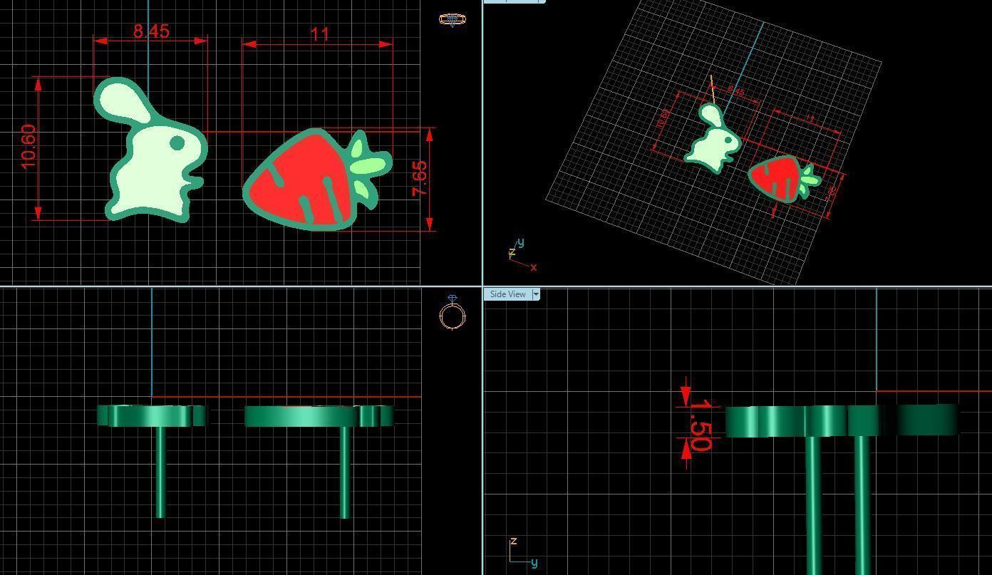 earring rabbit 3D print model_5
