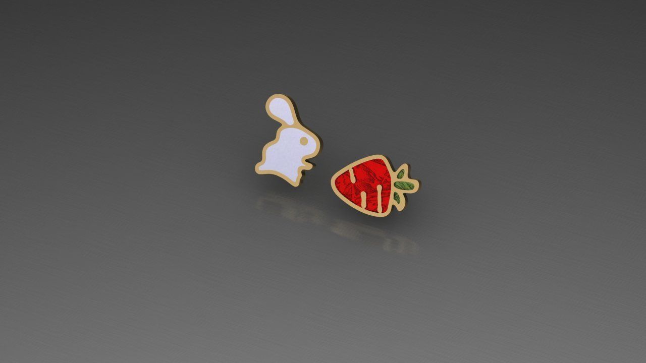 earring rabbit 3D print model_3