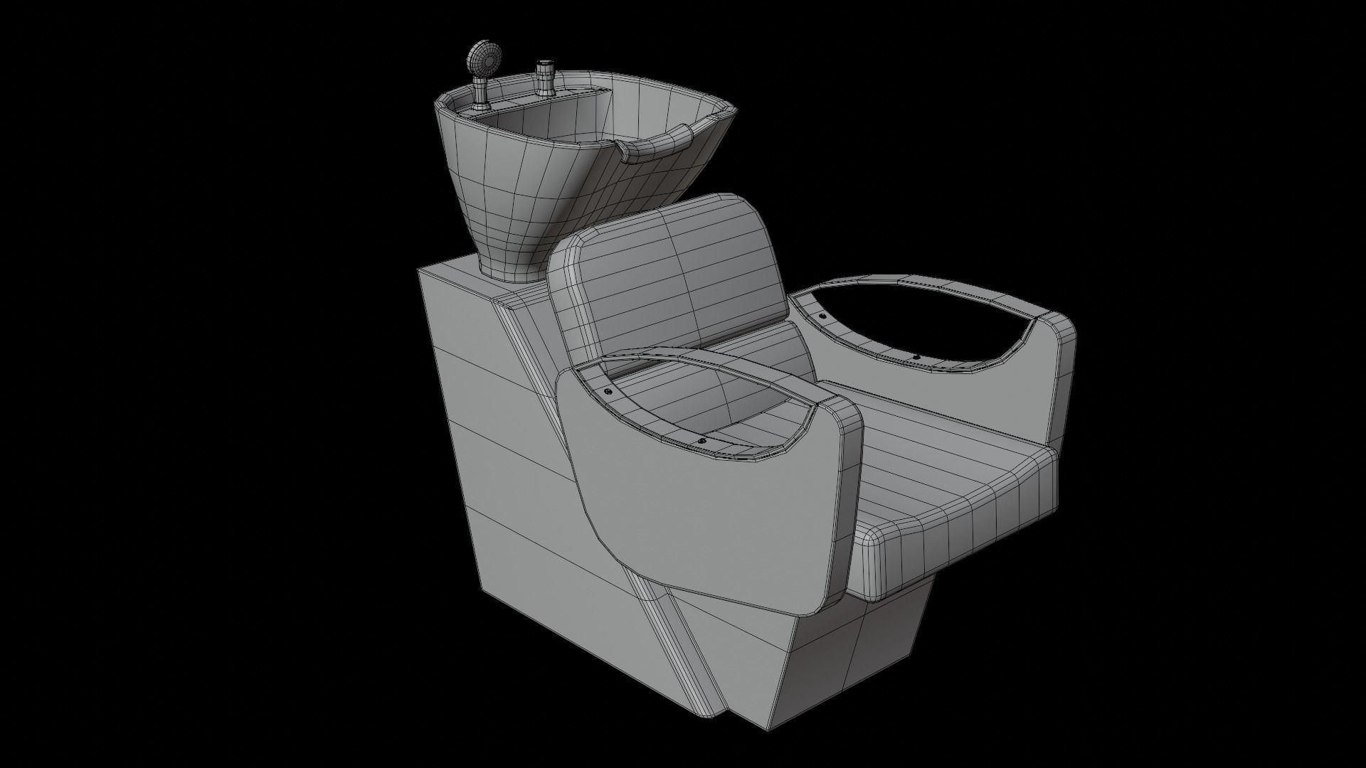 Hair Washing Chair Low-poly 3D model_16