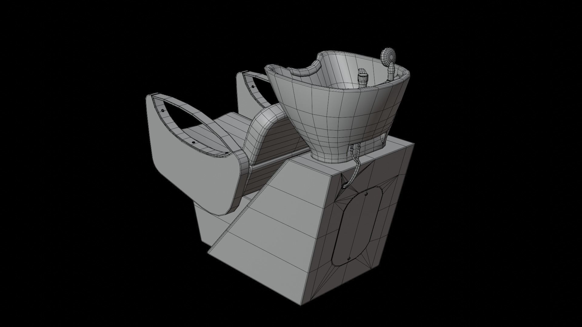 Hair Washing Chair Low-poly 3D model_14