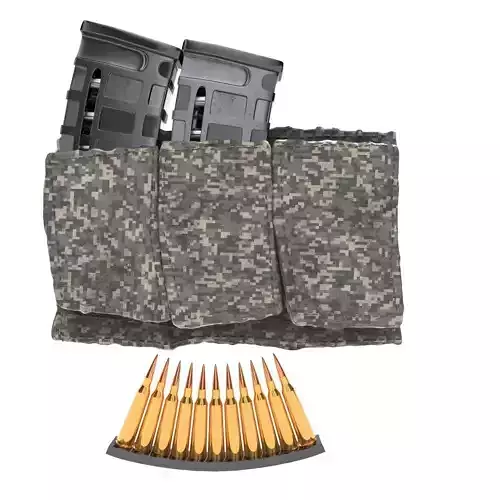 magazine pouch and bullet clip 3D model magazine pouch and bullet clip 3D model