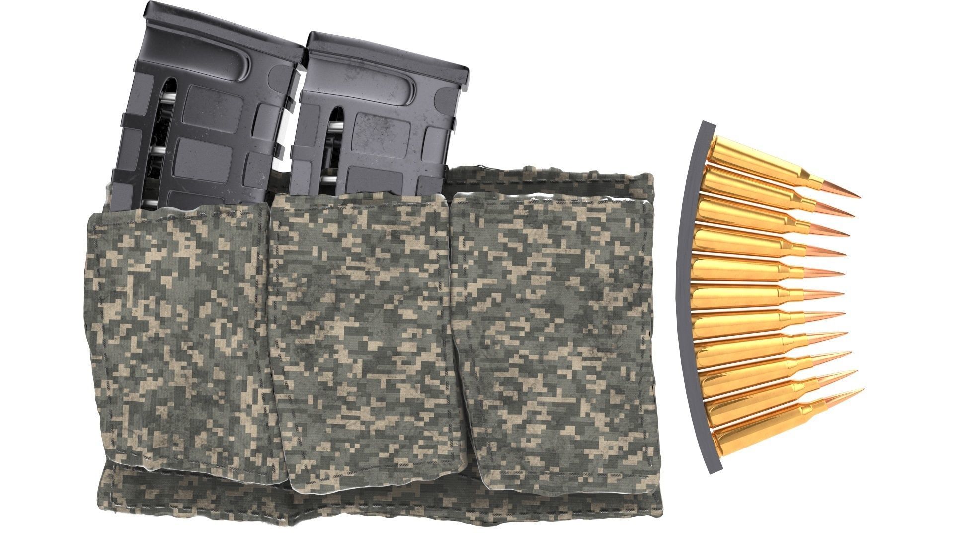 magazine pouch and bullet clip 3D model_1