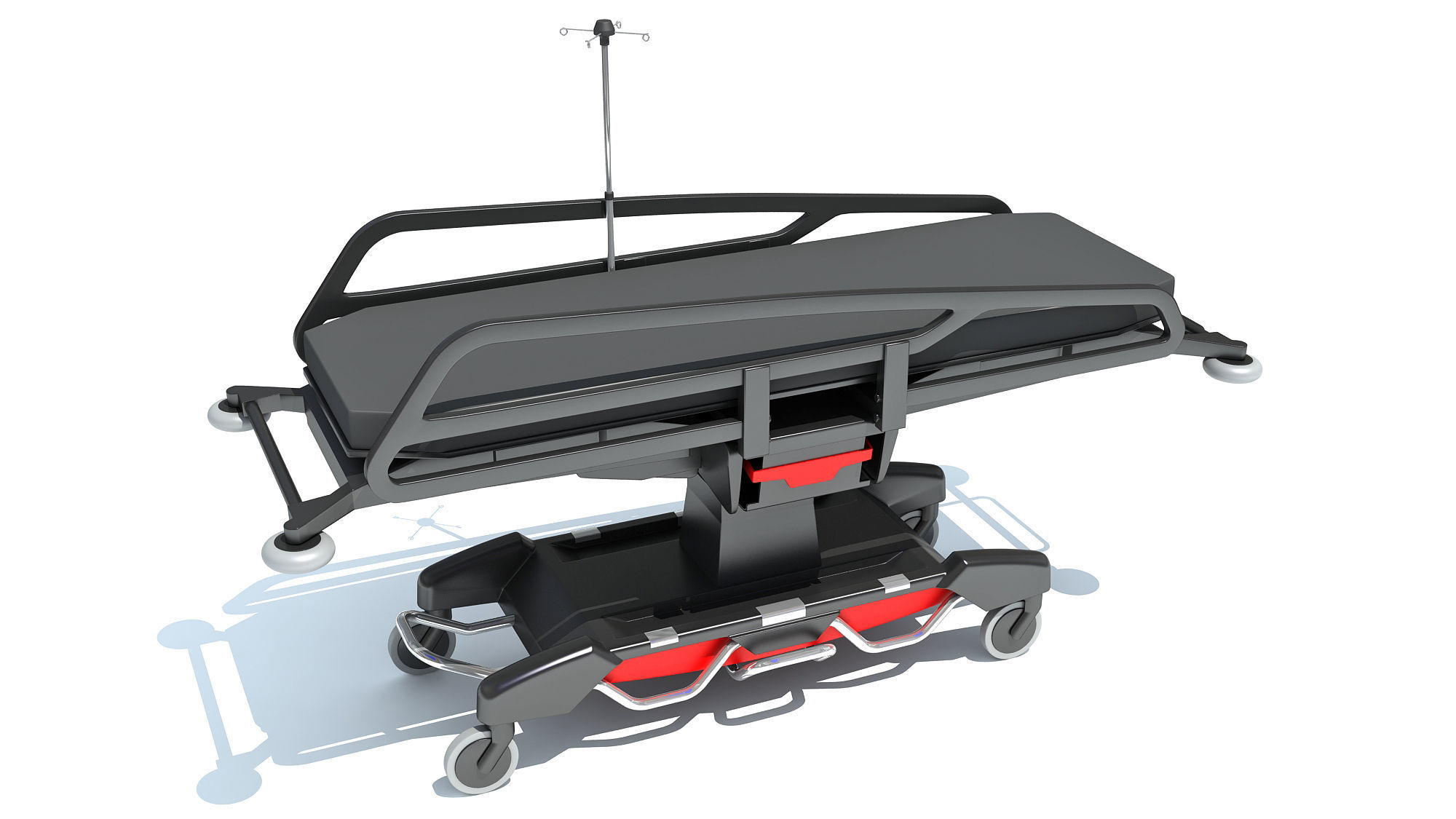 Emergency Stretcher Trolley 3D model_12