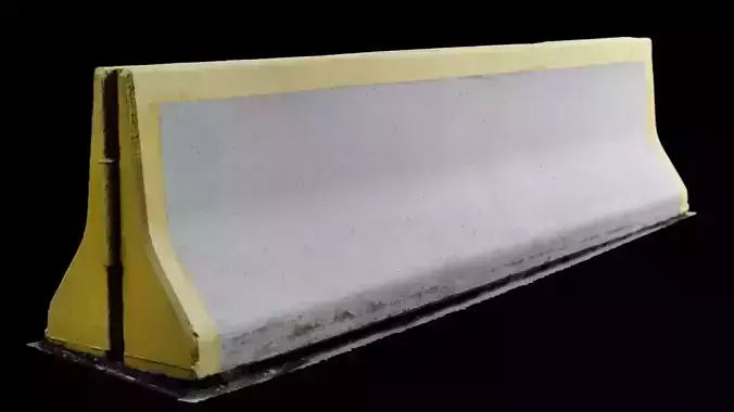High-Poly Scanned Concrete Barrier