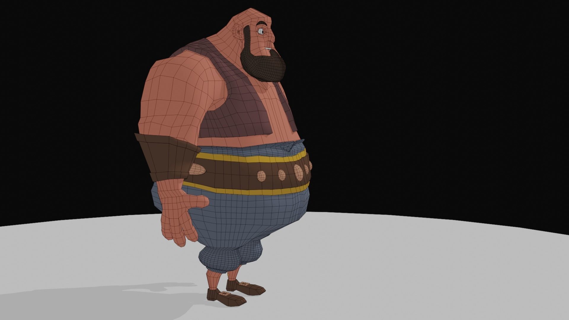 Character cartoon with beard 3D model_6