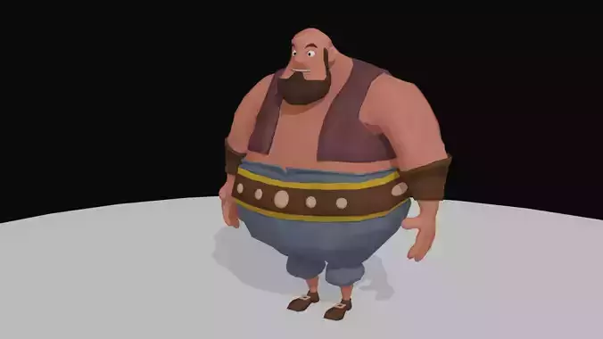 Character cartoon with beard 3D model