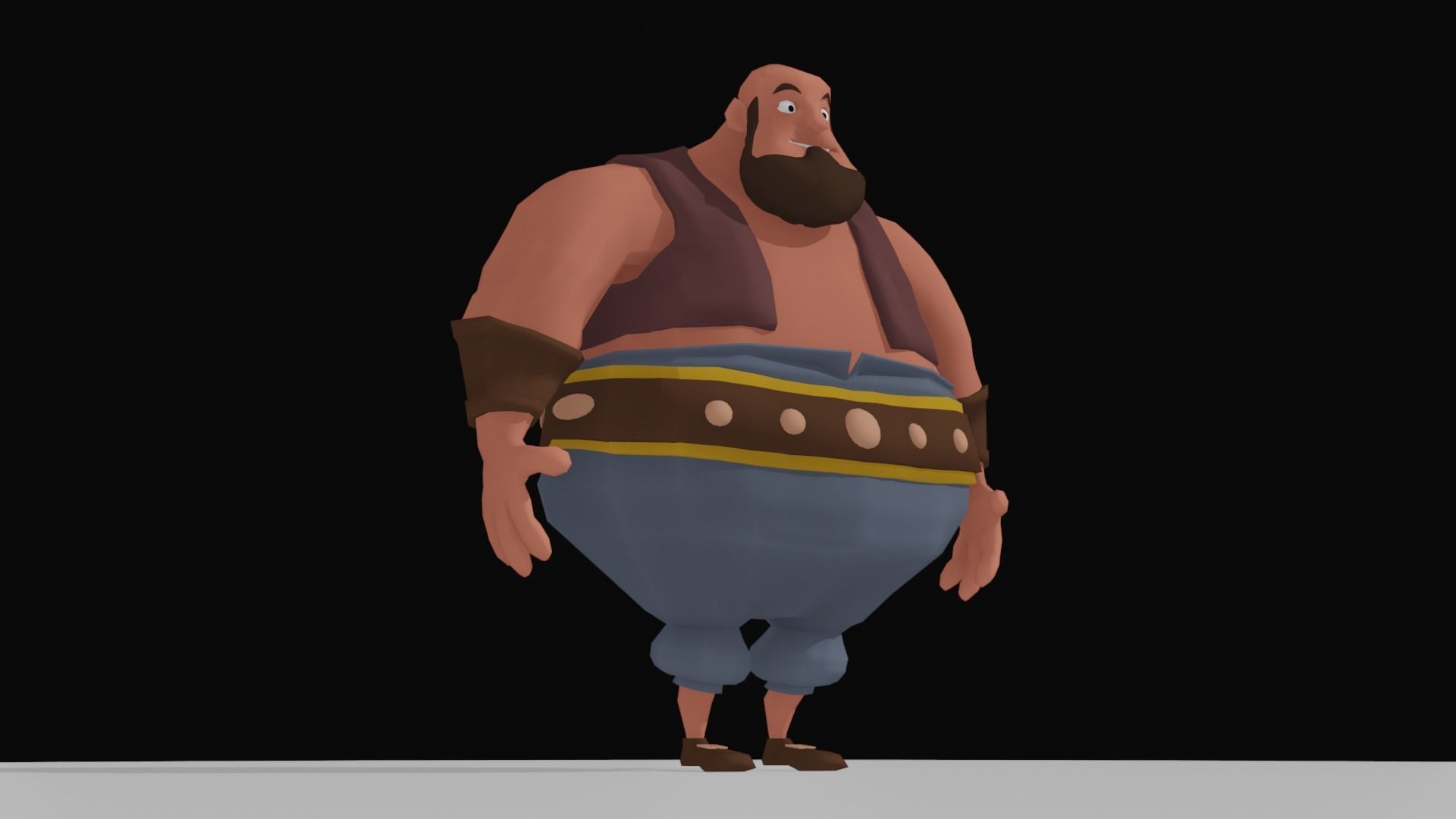 Character cartoon with beard 3D model_1