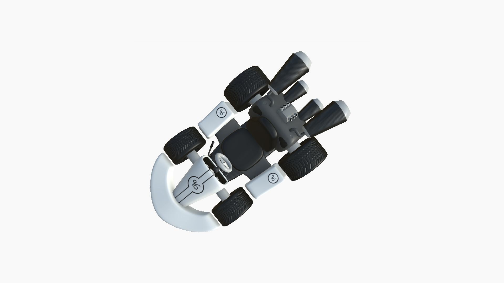 Cartoon Kart C09 White - Vehicle Racing Design Low-poly 3D model_2