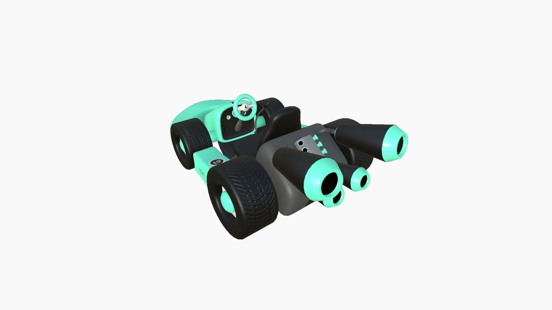 Cartoon Kart C10 Aqua - Vehicle Racing Design Low-poly 3D model_1