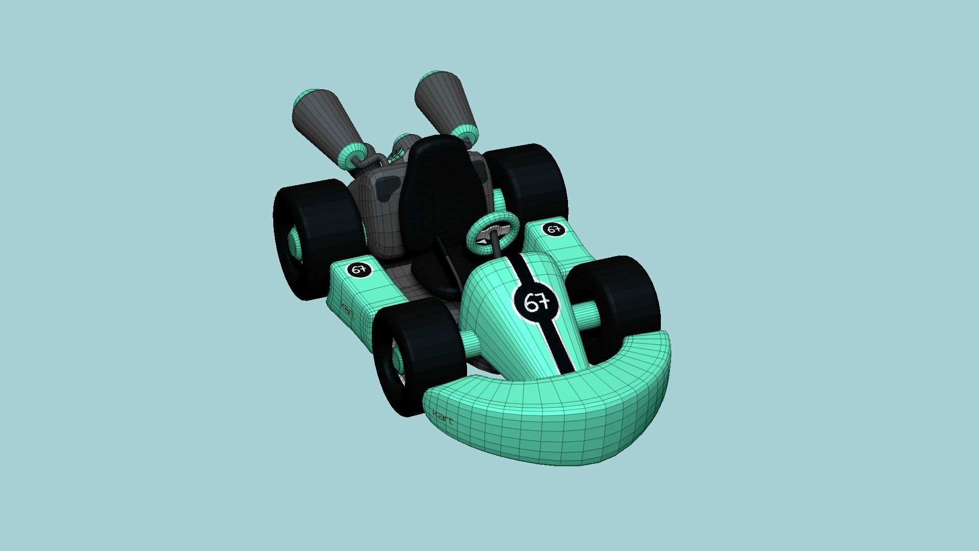 Cartoon Kart C10 Aqua - Vehicle Racing Design Low-poly 3D model_6