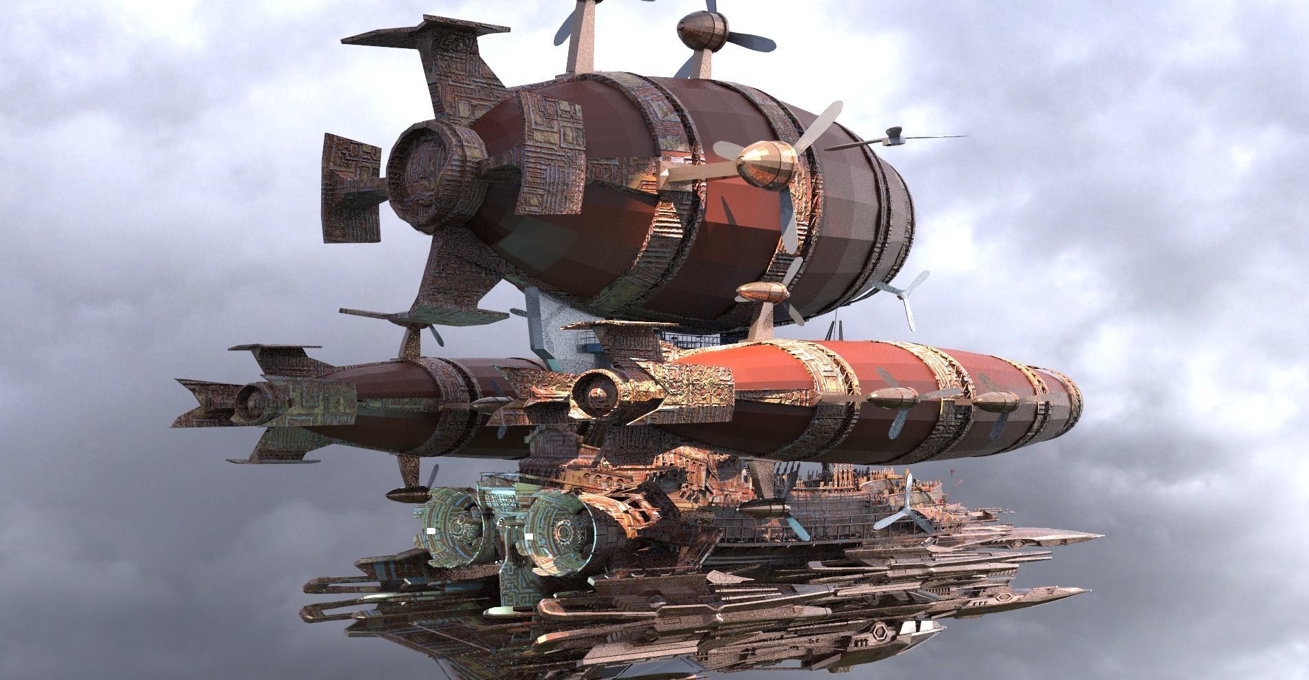 Red Flame Airship 3D model_1