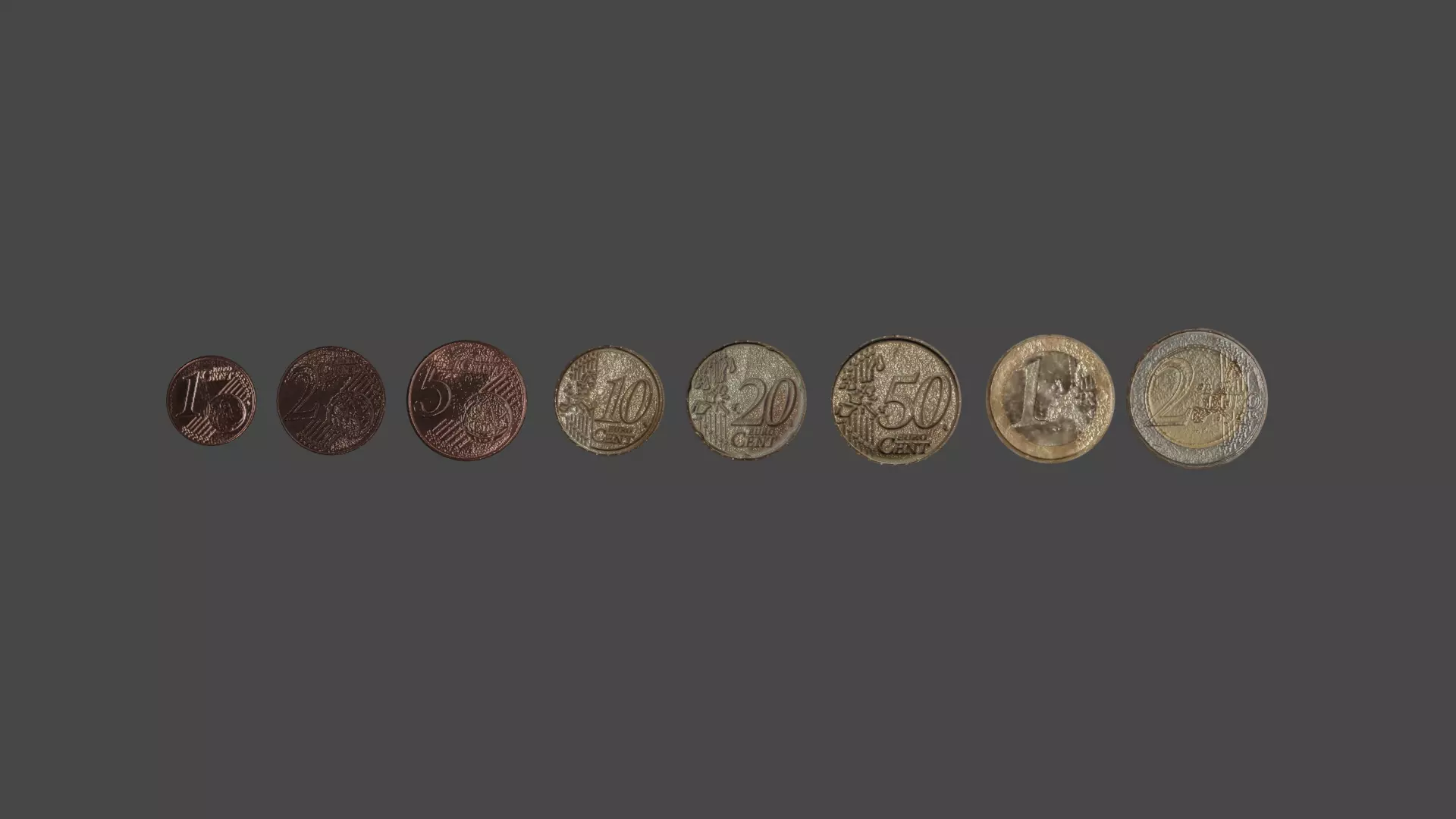 Euro Coins Low-poly 3D model
