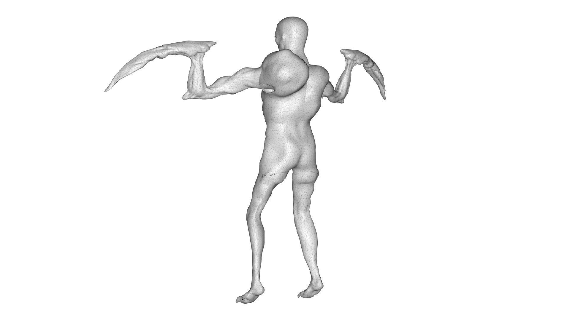 The Mutant zombie Low-poly 3D model_6