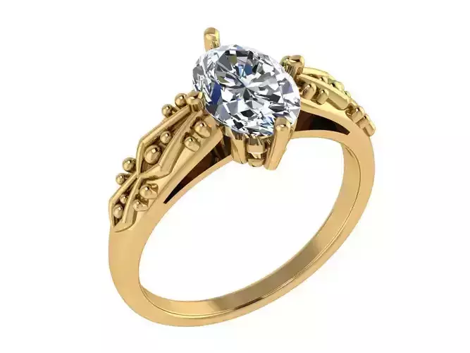 Ring171 gold engagement ring with oval cut diamond