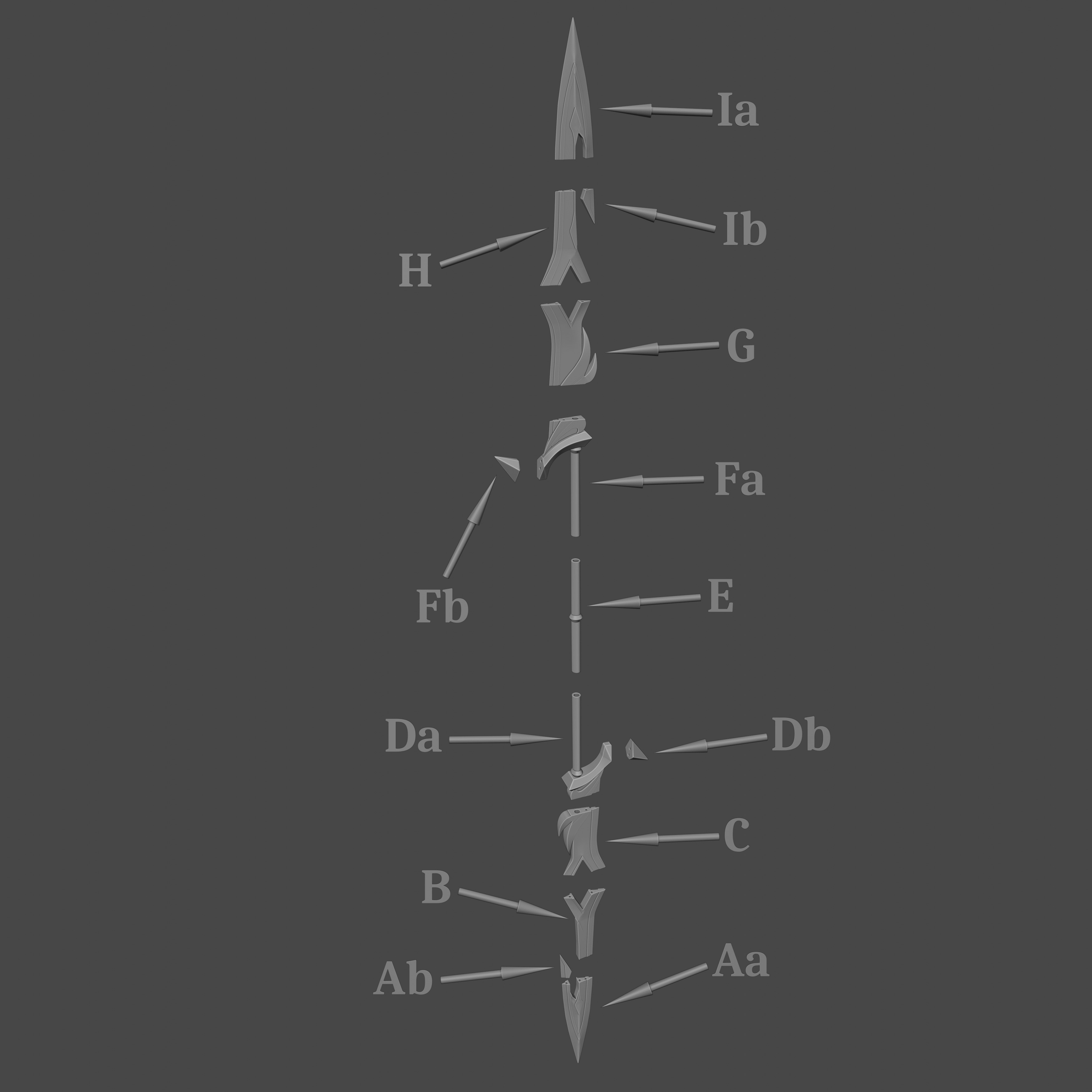 Genshin Impact - Childe Tartaglia Dual Sword 3D Model 3D print model_1