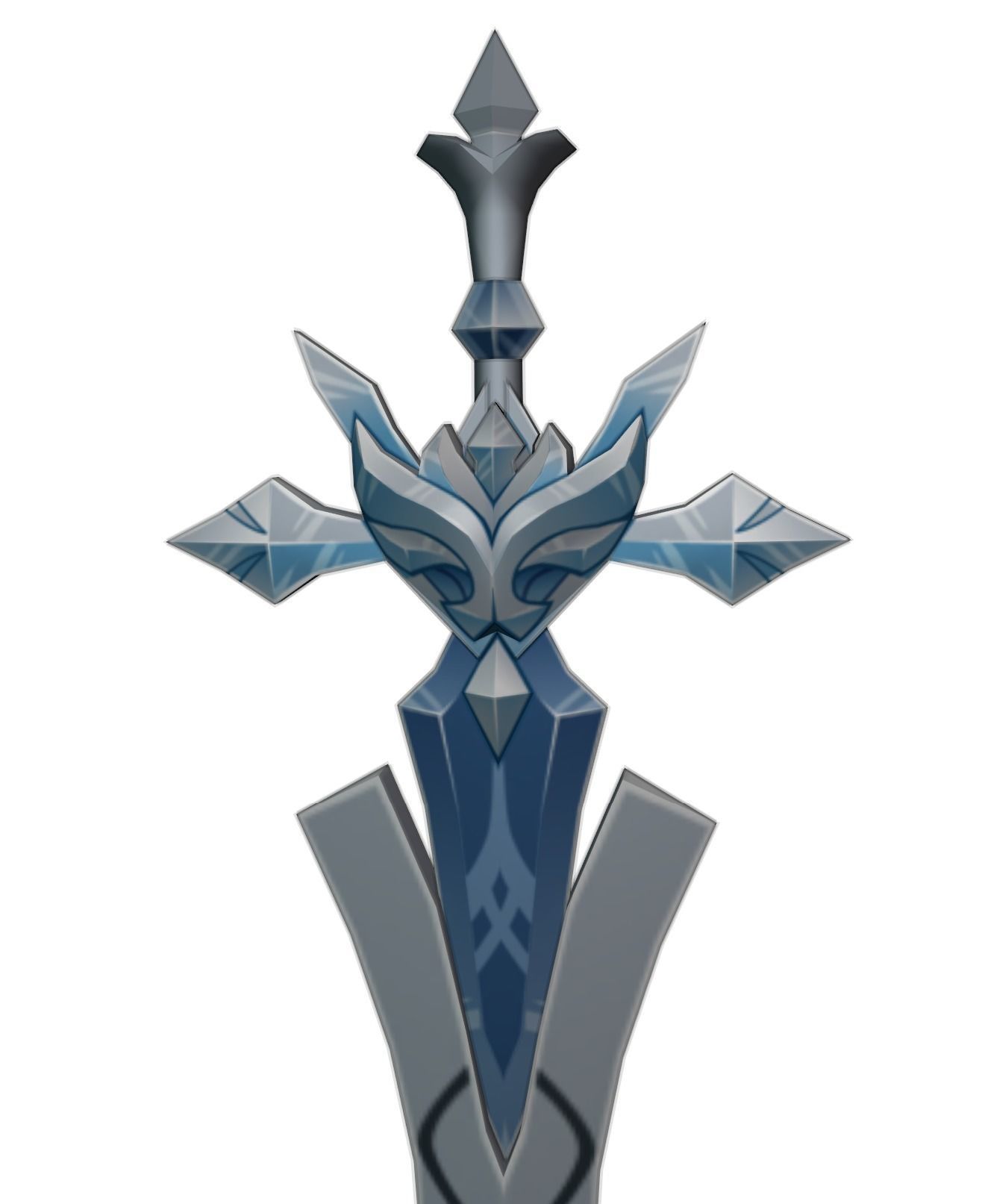 Eula Skill Sword 3D Model - Divided for 3D Printing 3D print model_1