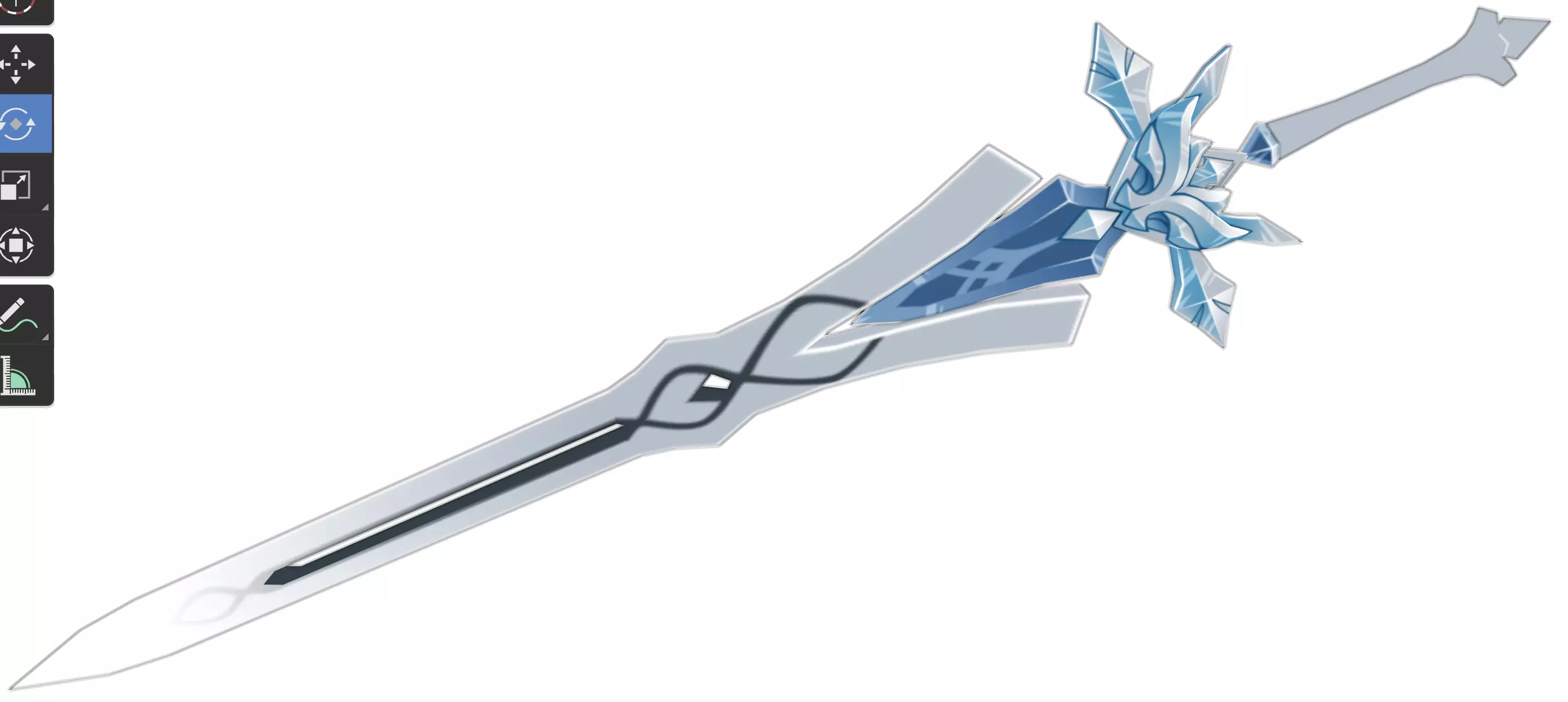 Eula Skill Sword 3D Model - Divided for 3D Printing 3D print model_0