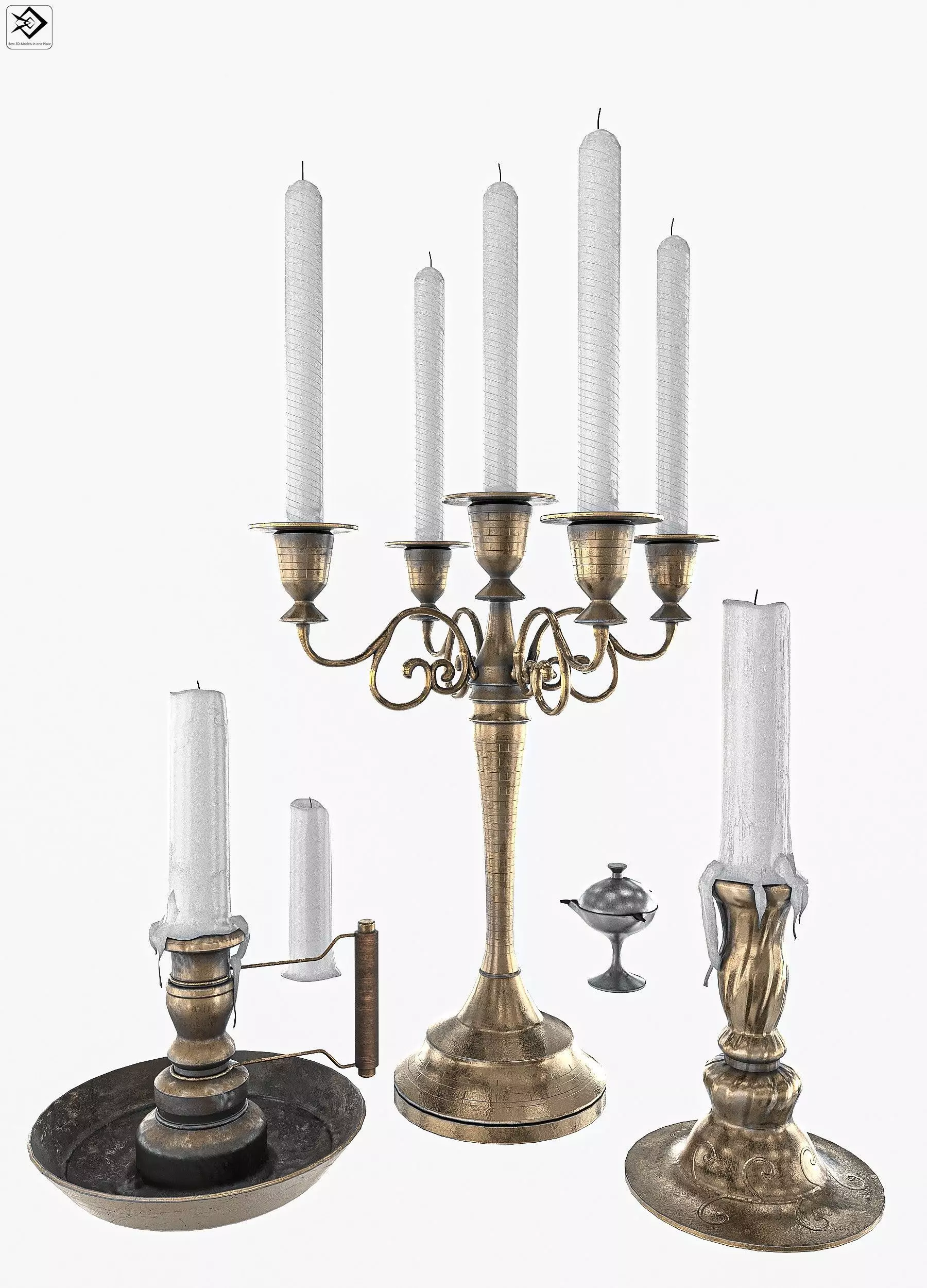 Candle Pack PBR Low-poly 3D model_0