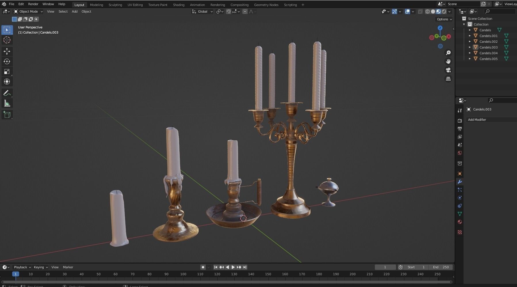 Candle Pack PBR Low-poly 3D model_10