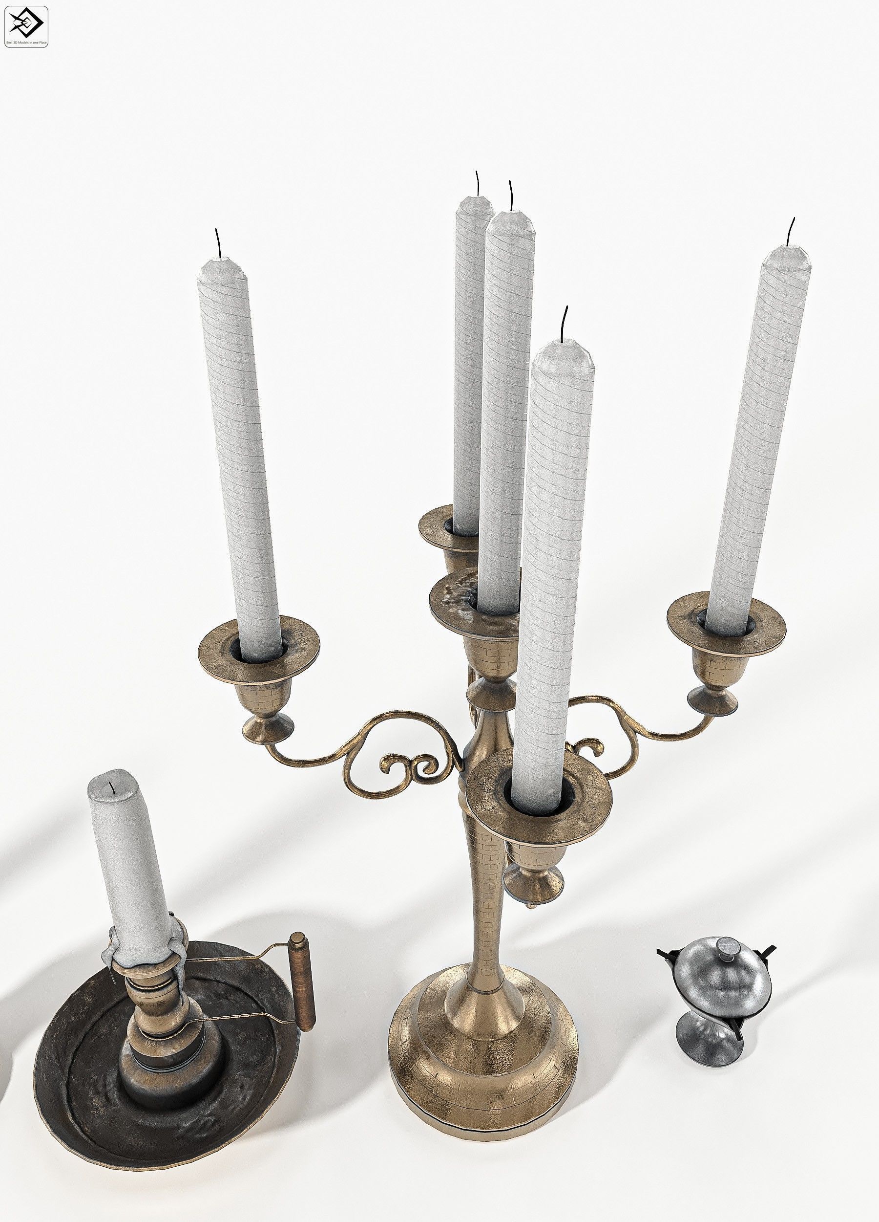 Candle Pack PBR Low-poly 3D model_5