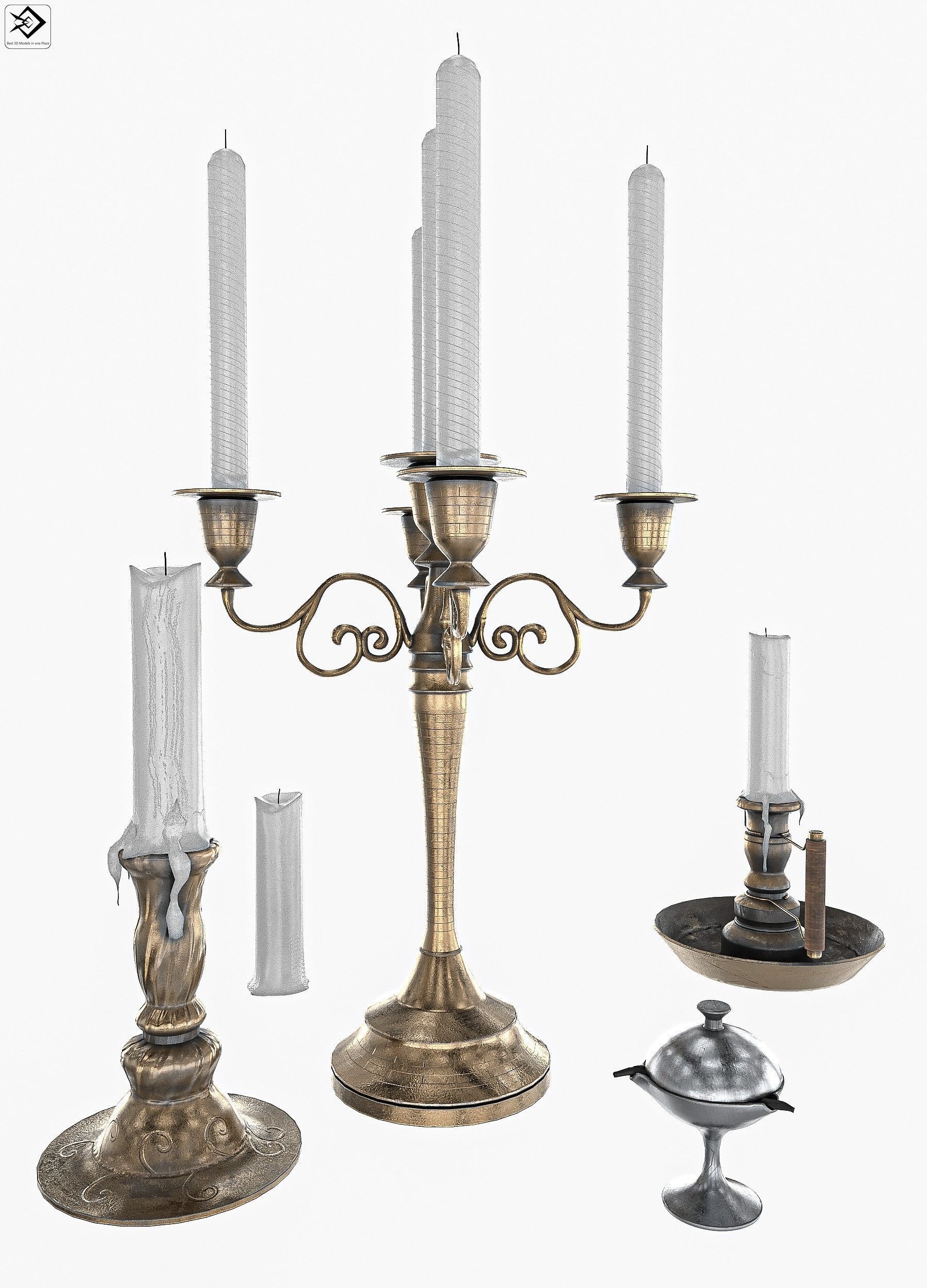 Candle Pack PBR Low-poly 3D model_1