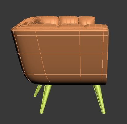 Sofa 2 seater Low-poly 3D model_9