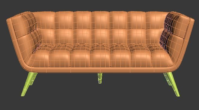 Sofa 2 seater Low-poly 3D model_6