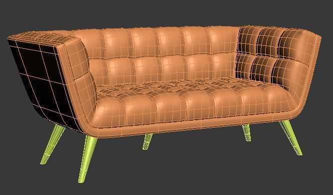 Sofa 2 seater Low-poly 3D model_7