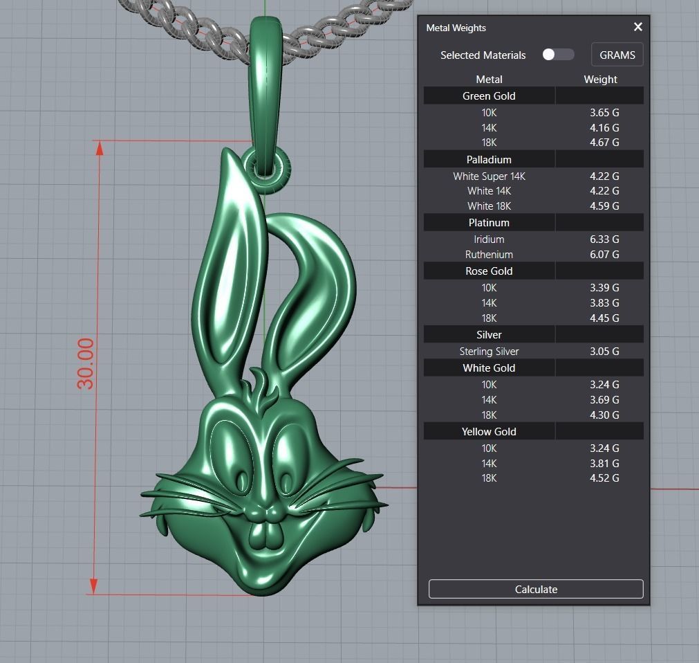 Rabbit Head Pendant 3D print model_11