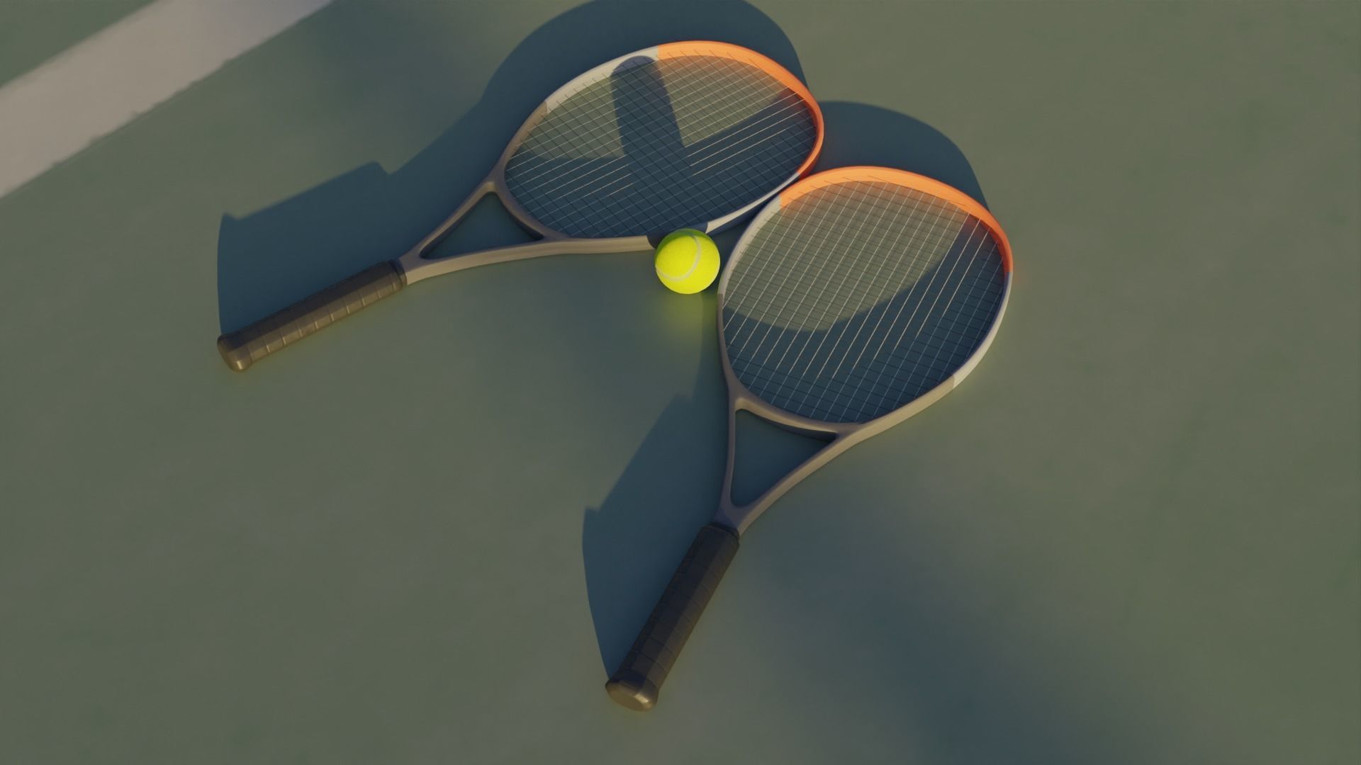 Tennis Court  Low-poly 3D model_4