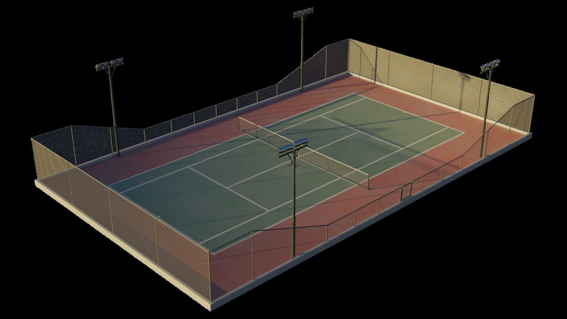 Tennis Court  Low-poly 3D model_7