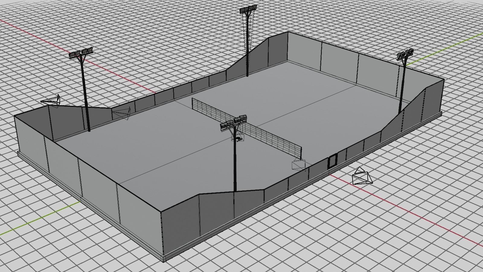 Tennis Court  Low-poly 3D model_10