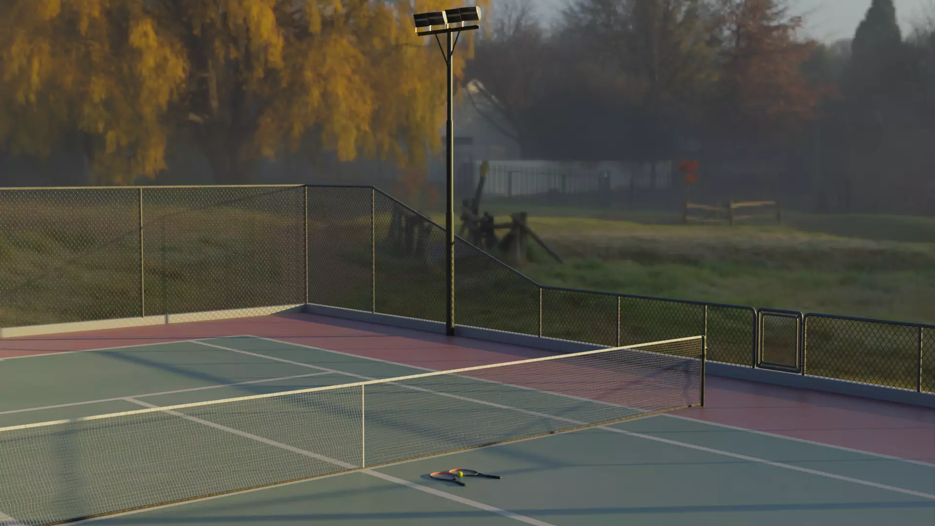 Tennis Court  Low-poly 3D model_0