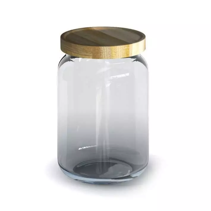 Glass Jar With Wooden Lid 3D model_0