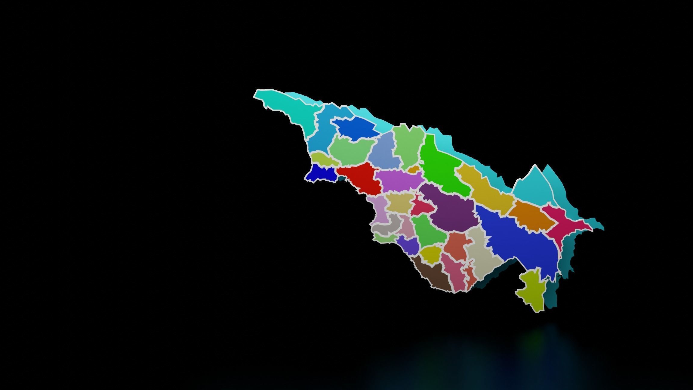 GEORGIA ARMENIA AZERBEIJAN POLITICAL MAP LAYOUT Low-poly 3D model_15