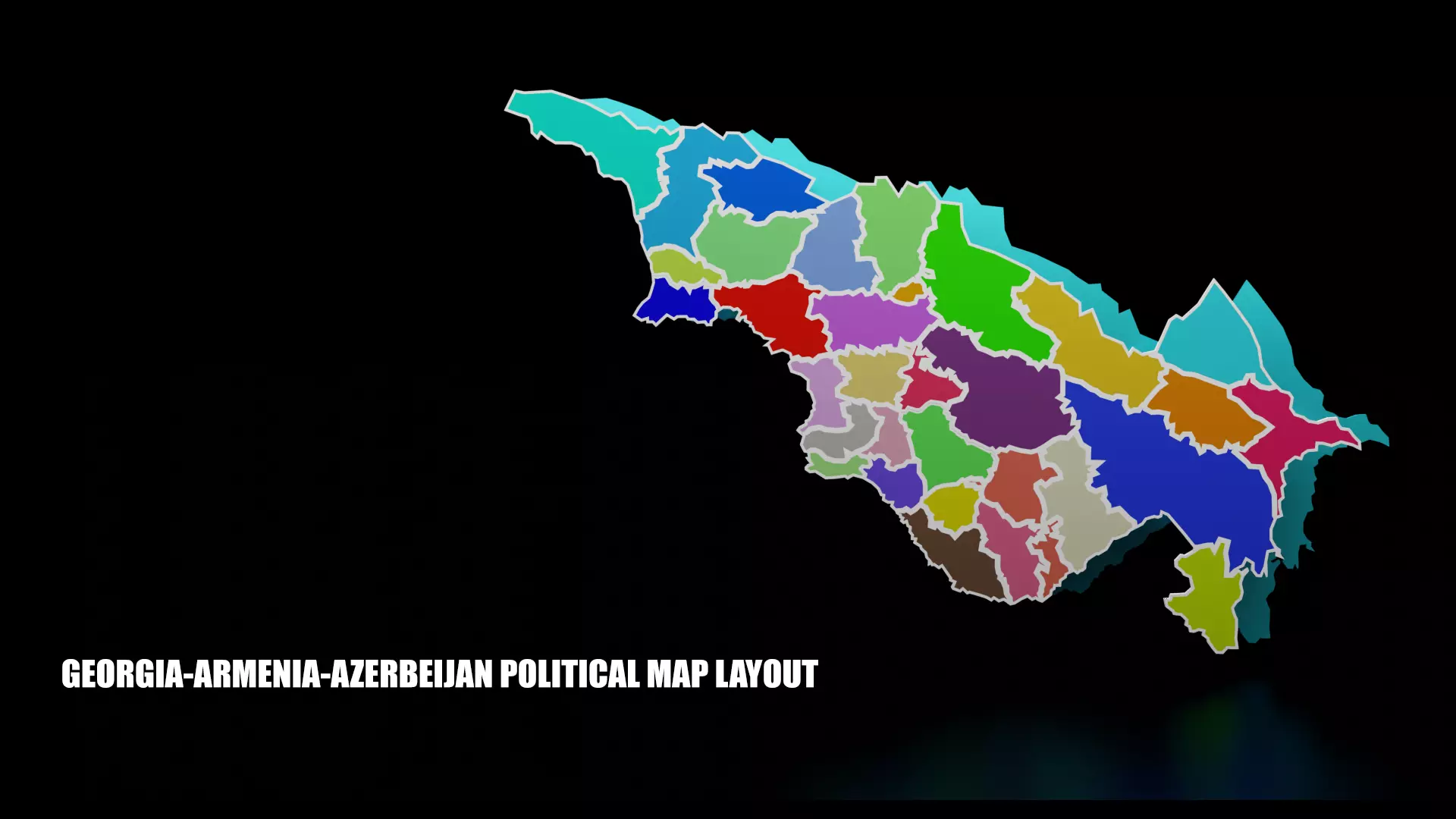 GEORGIA ARMENIA AZERBEIJAN POLITICAL MAP LAYOUT Low-poly 3D model_0