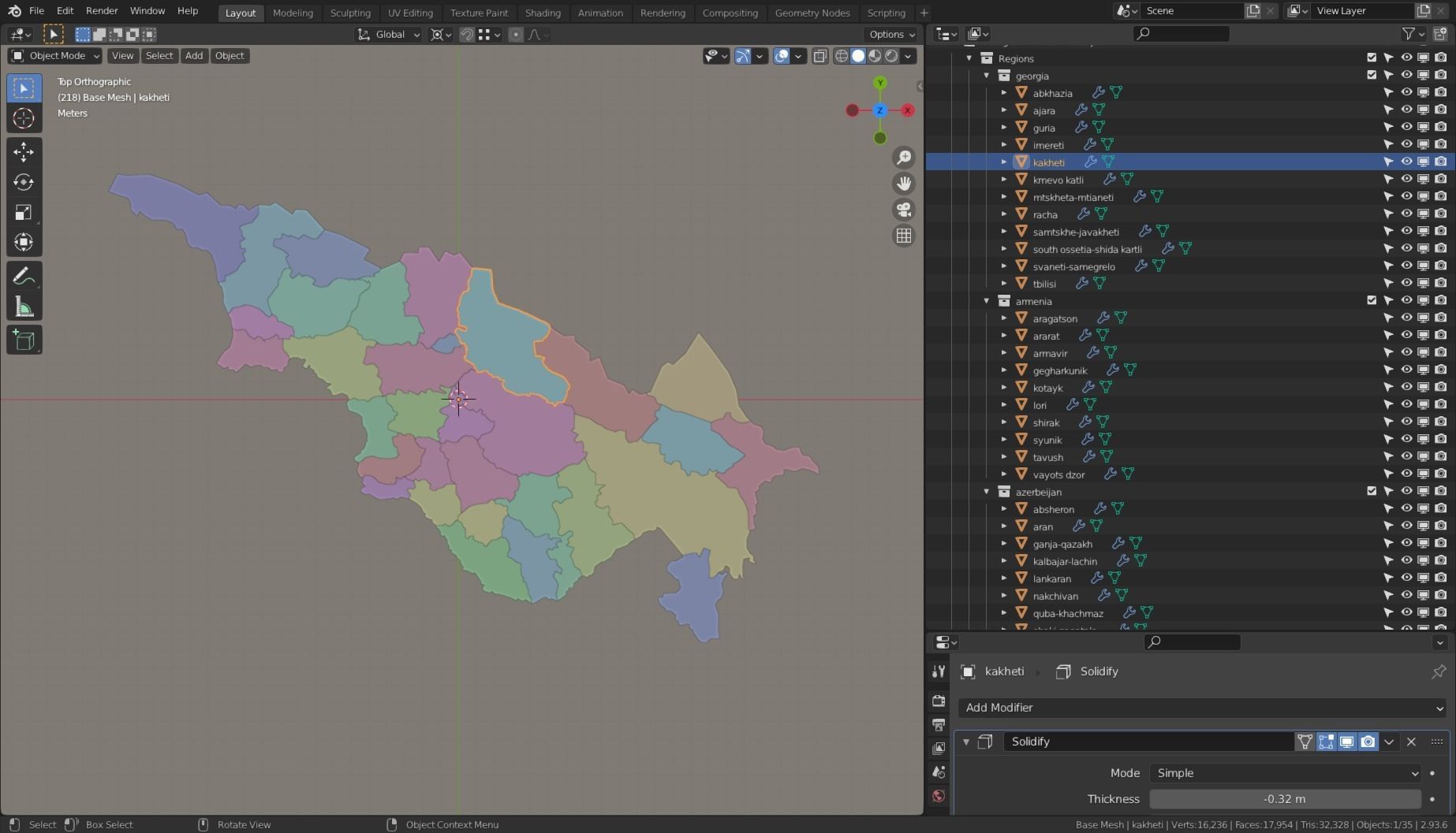 GEORGIA ARMENIA AZERBEIJAN POLITICAL MAP LAYOUT Low-poly 3D model_6