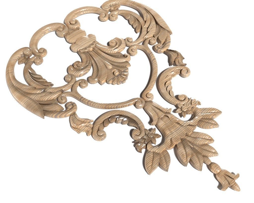 Cartouche-027 set of ornate carvings 3D model_4