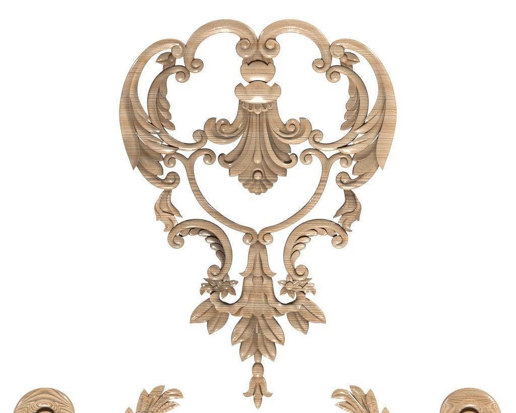 Cartouche-027 set of ornate carvings 3D model_2