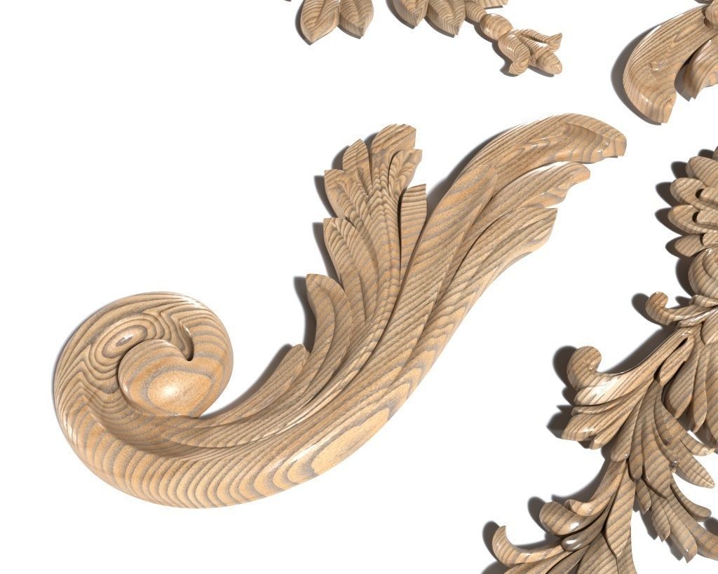 Cartouche-027 set of ornate carvings 3D model_5