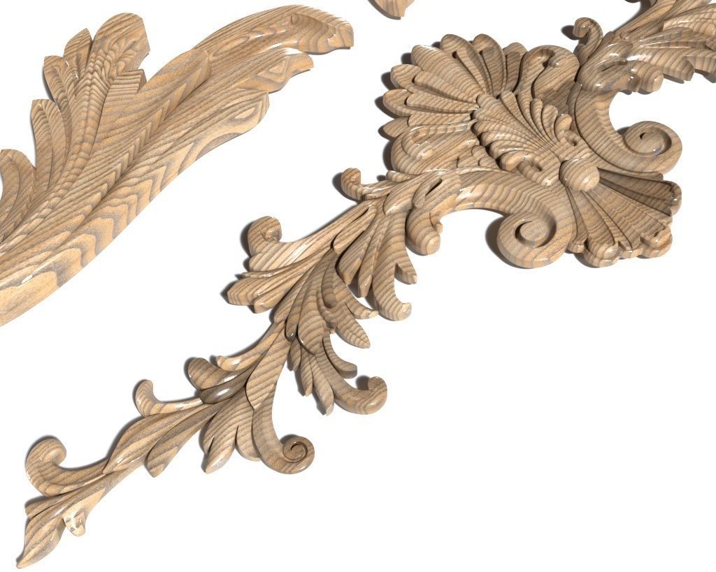 Cartouche-027 set of ornate carvings 3D model_6