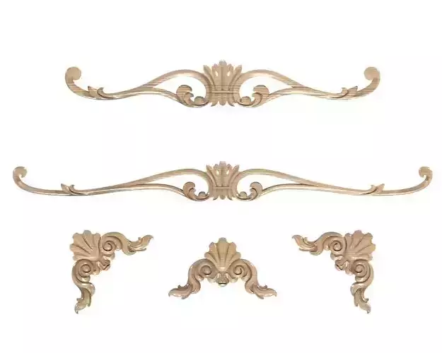 Cartouche-028 ornate wood trim - 3D model