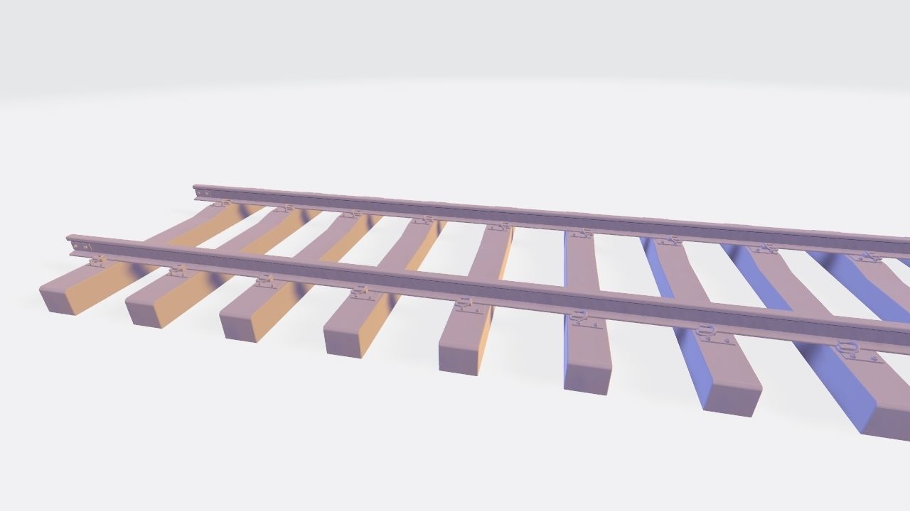 Railroad track - Railway track with concrete sleepers Low-poly 3D model_17
