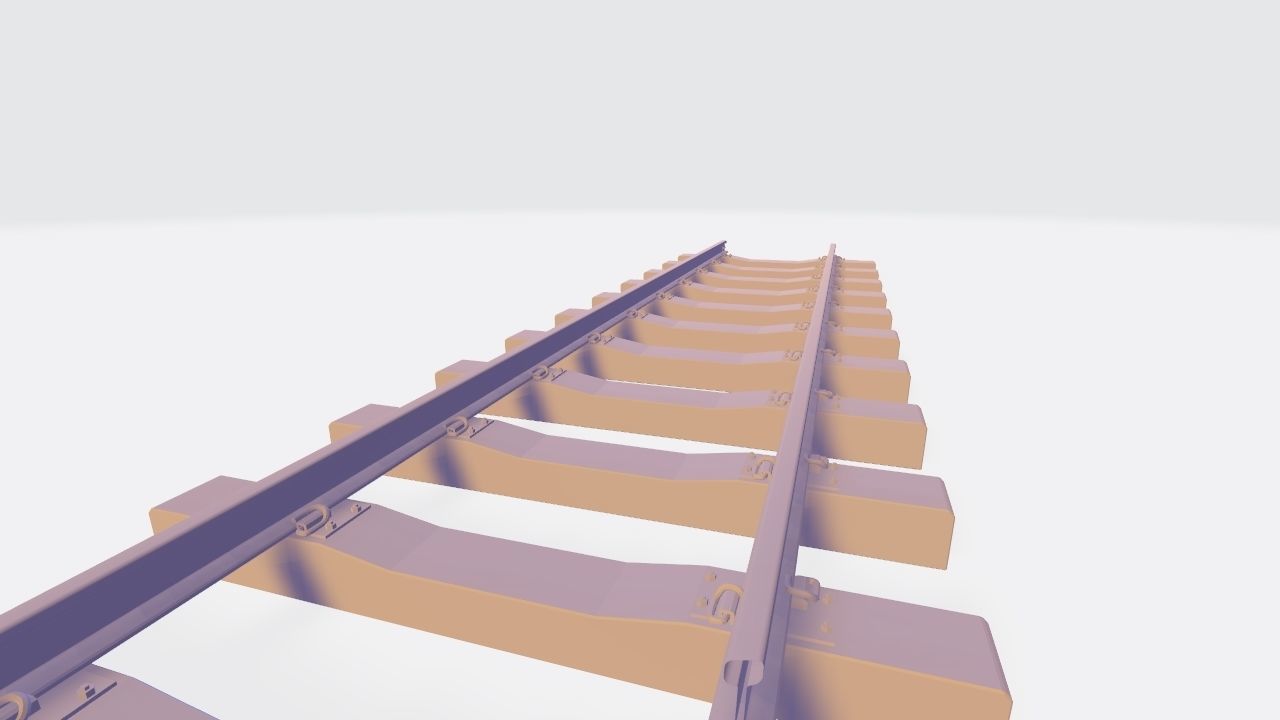 Railroad track - Railway track with concrete sleepers Low-poly 3D model_18