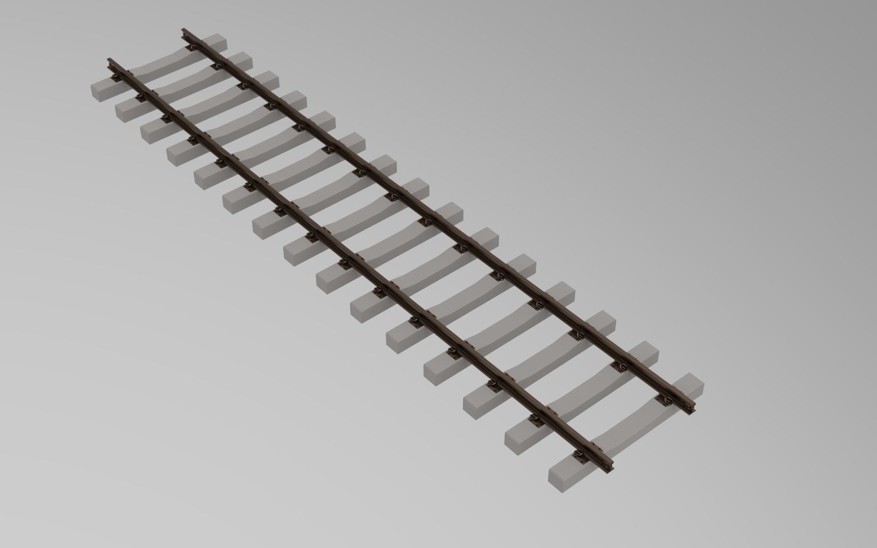 Railroad track - Railway track with concrete sleepers Low-poly 3D model_2