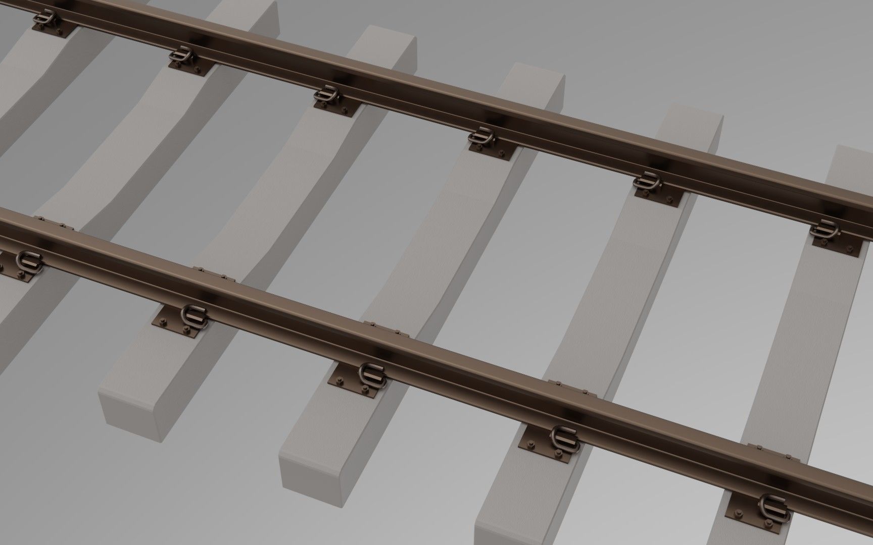 Railroad track - Railway track with concrete sleepers Low-poly 3D model_8
